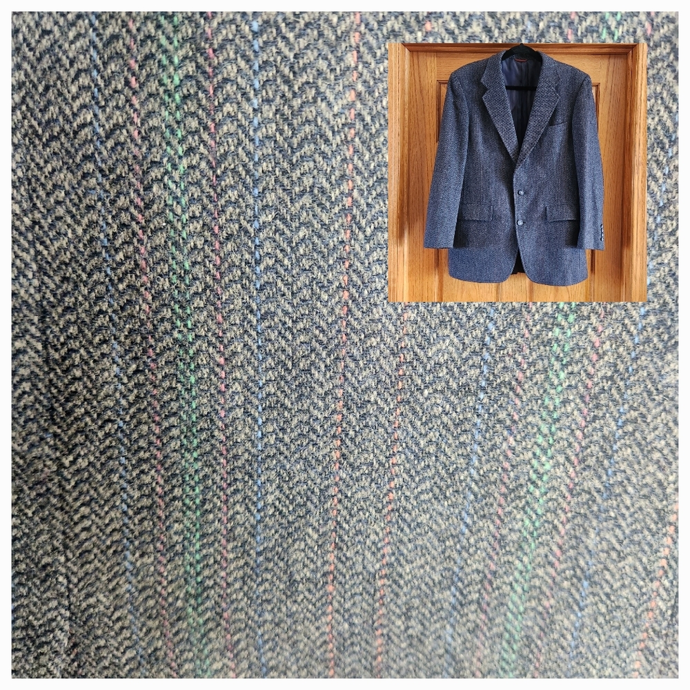 VTG Hart Schaffner & Marx WOOL Gray Rainbow Sport Coat Blazer 43R Sioux Falls SD